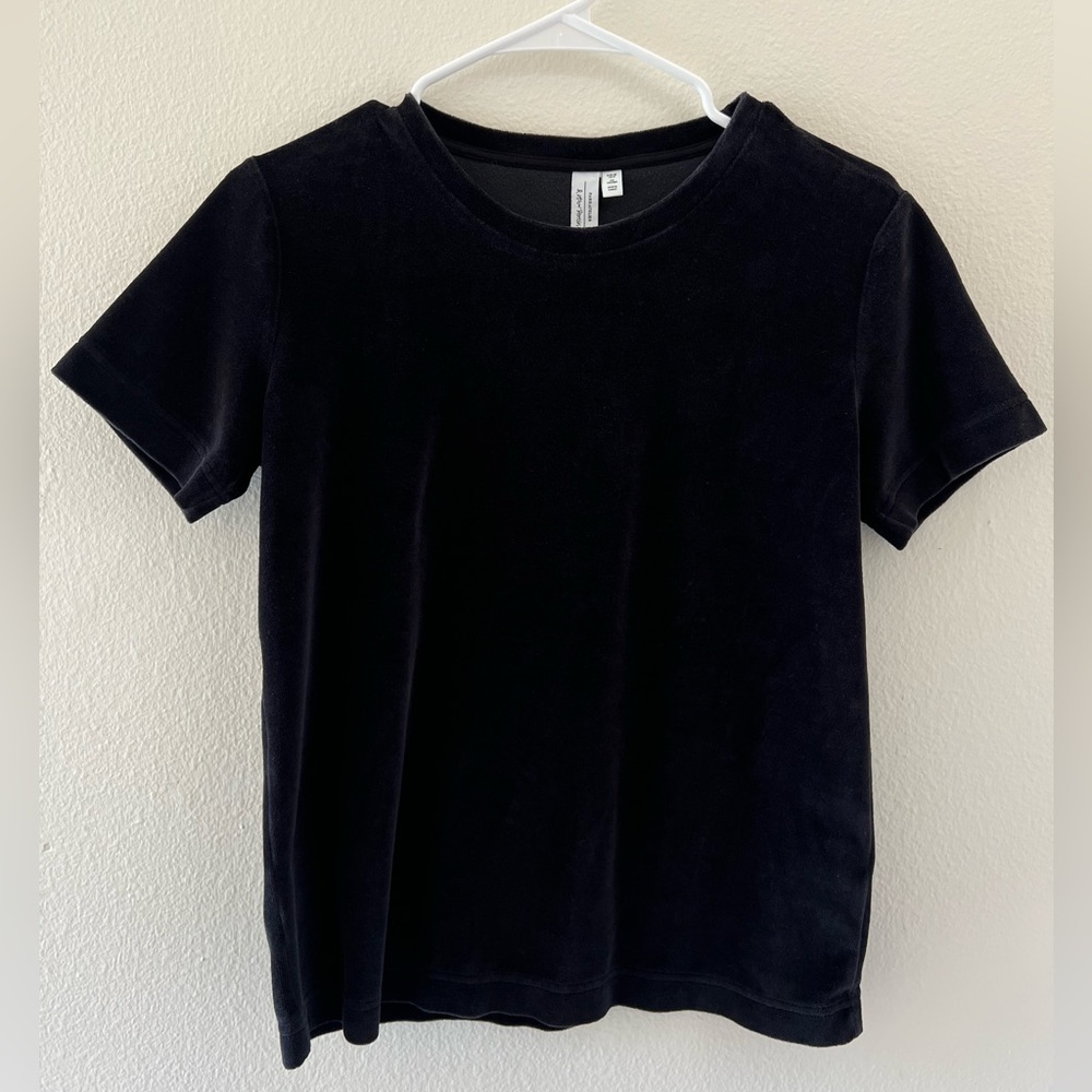 & Other Stories Velour Velvet Black T-Shirt
